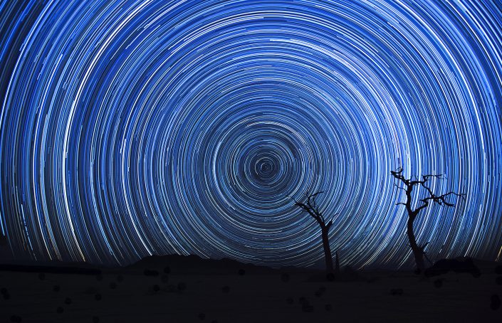 A startrail photograph taken on a private Namibia wildlife photo safari